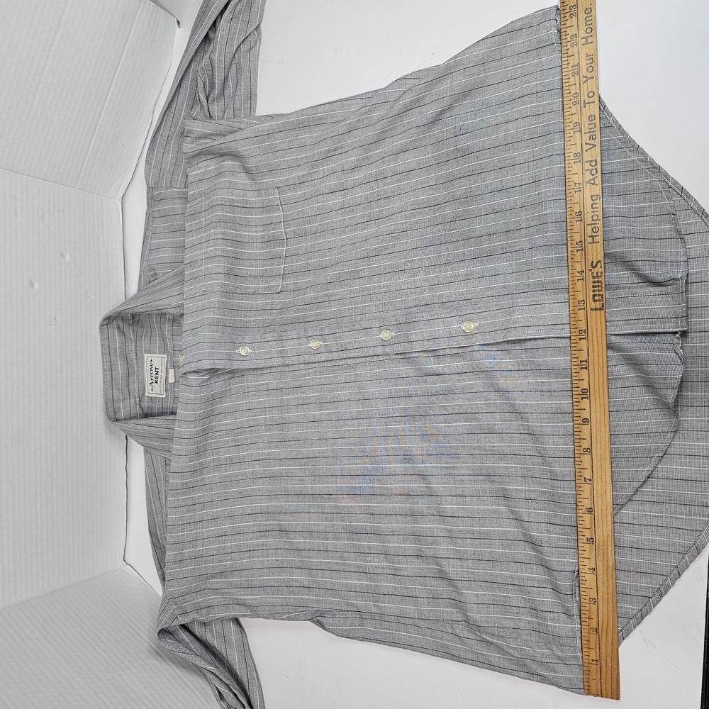 70s VINTAGE Arrow Shirt Kent Sz L Polycotton Long Sleeve Blue Striped Button - Picture 7 of 8